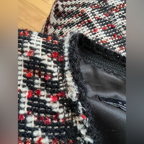 Zara Woman black white and red animal print zipper jacket blazer size XS - Picture 9 of 9